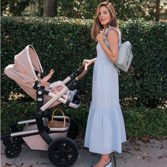 Gal Meets Glam Collection - Jasmine Blue and White Striped Dress - Bow Back - Picture 6 of 10